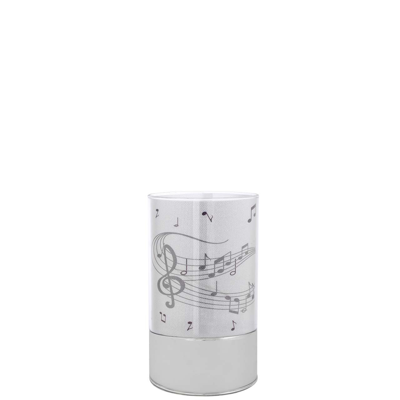LAMPADA IN VETRO H. 15 CON DECORO NOTE MUSICALI
